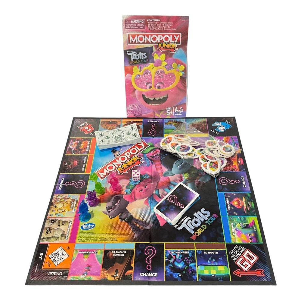 Monopoly Junior Dream Works Trolls World Tour 2019 Hasbro Complete EUC